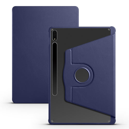 For Samsung Galaxy Tab S10+ / S9+ Acrylic 360 Degree Rotation Holder Tablet Leather Case(Dark Blue) by bashfashion