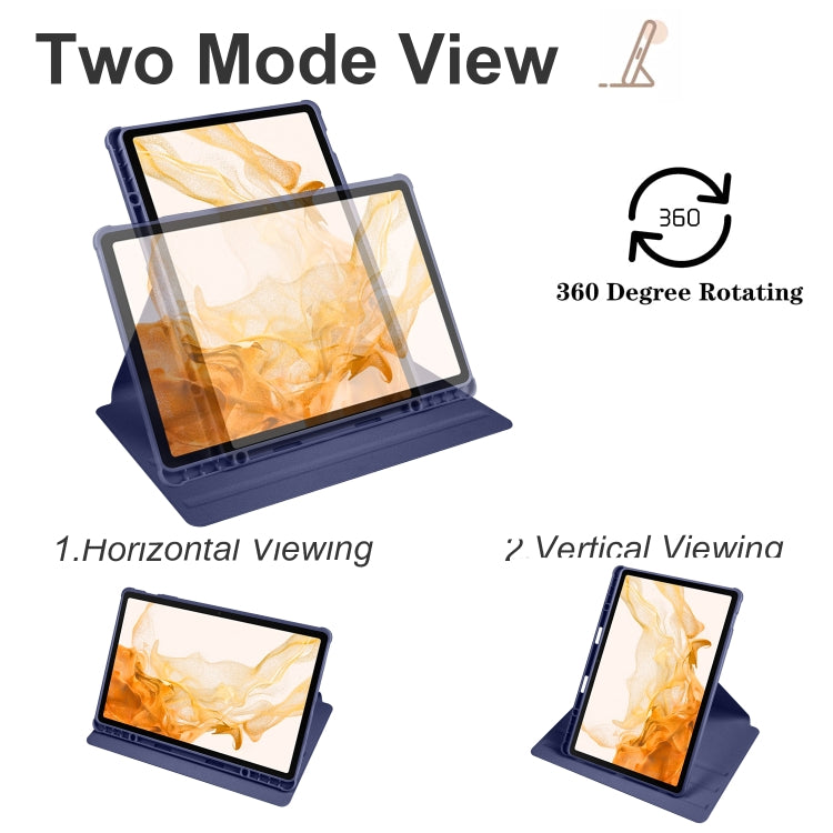 For Samsung Galaxy Tab S10+ / S9+ Acrylic 360 Degree Rotation Holder Tablet Leather Case(Dark Blue) by bashfashion