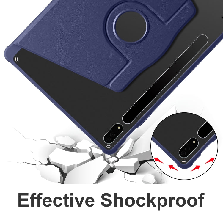 For Samsung Galaxy Tab S10+ / S9+ Acrylic 360 Degree Rotation Holder Tablet Leather Case(Dark Blue) by bashfashion