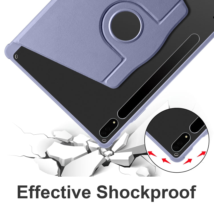 For Samsung Galaxy Tab S10+ / S9+ Acrylic 360 Degree Rotation Holder Tablet Leather Case(Lavender Purple) by bashfashion