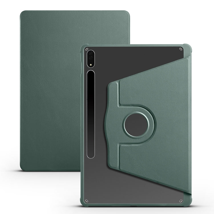 For Samsung Galaxy Tab S10+ / S9+ Acrylic 360 Degree Rotation Holder Tablet Leather Case(Dark Green) by bashfashion