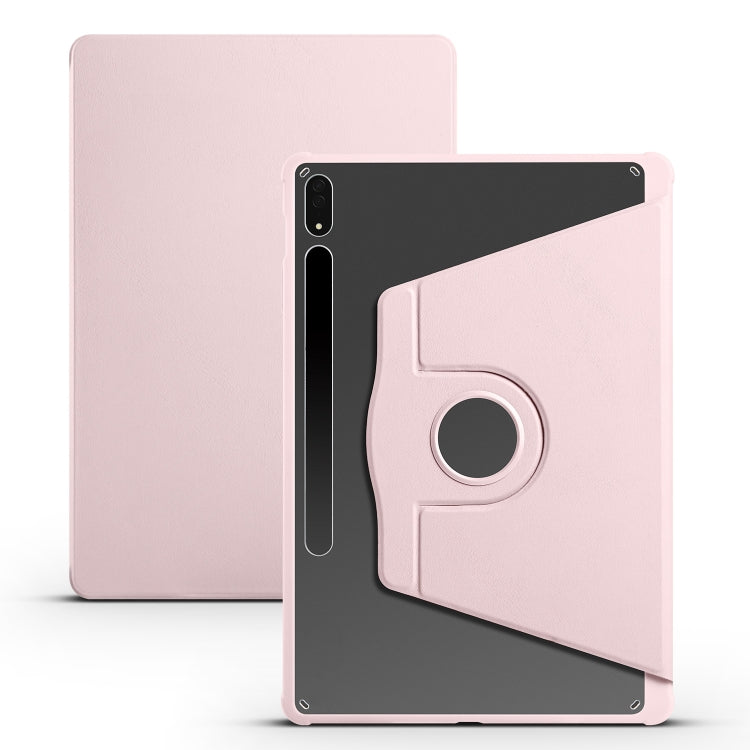 For Samsung Galaxy Tab S8+ X800 Acrylic 360 Degree Rotation Holder Tablet Leather Case(Sand Pink) by bashfashion