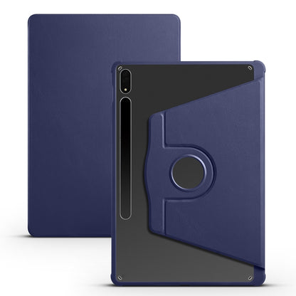 For Samsung Galaxy Tab S8+ X800 Acrylic 360 Degree Rotation Holder Tablet Leather Case(Dark Blue) by bashfashion