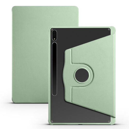 For Samsung Galaxy Tab S8+ X800 Acrylic 360 Degree Rotation Holder Tablet Leather Case(Matcha Green) by bashfashion