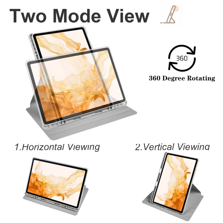 For Samsung Galaxy Tab S8+ X800 Acrylic 360 Degree Rotation Holder Tablet Leather Case(Grey) by bashfashion