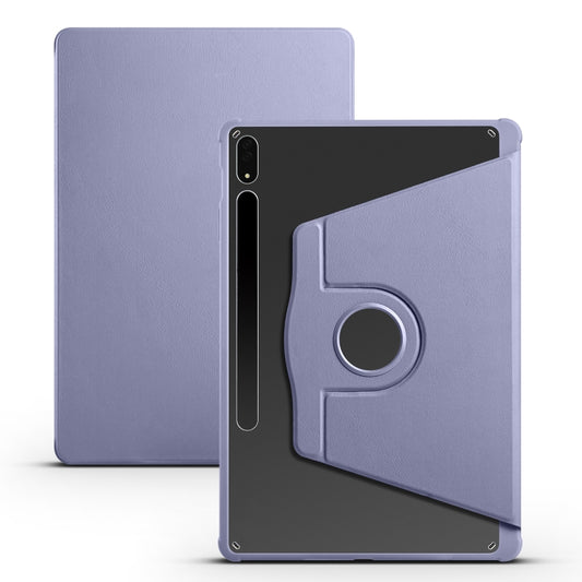 For Samsung Galaxy Tab S8+ X800 Acrylic 360 Degree Rotation Holder Tablet Leather Case(Lavender Purple) by bashfashion