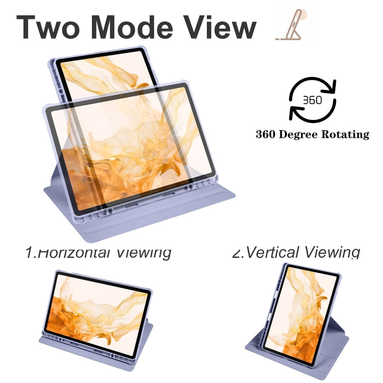 For Samsung Galaxy Tab S8+ X800 Acrylic 360 Degree Rotation Holder Tablet Leather Case(Lavender Purple) by bashfashion