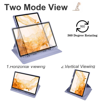 For Samsung Galaxy Tab S8+ X800 Acrylic 360 Degree Rotation Holder Tablet Leather Case(Lavender Purple) by bashfashion