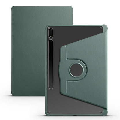 For Samsung Galaxy Tab S8+ X800 Acrylic 360 Degree Rotation Holder Tablet Leather Case(Dark Green) by bashfashion