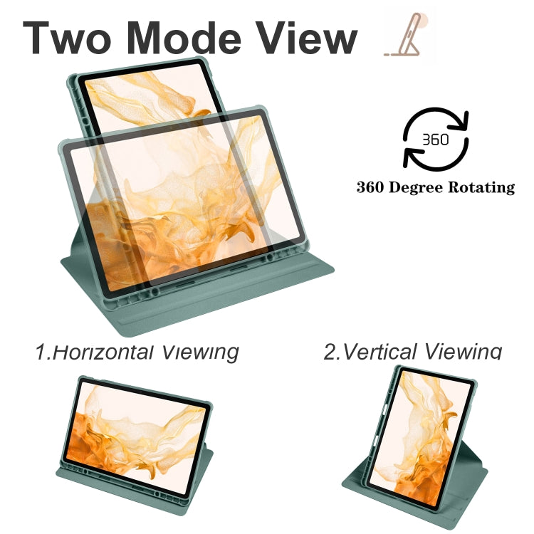 For Samsung Galaxy Tab S8+ X800 Acrylic 360 Degree Rotation Holder Tablet Leather Case(Dark Green) by bashfashion