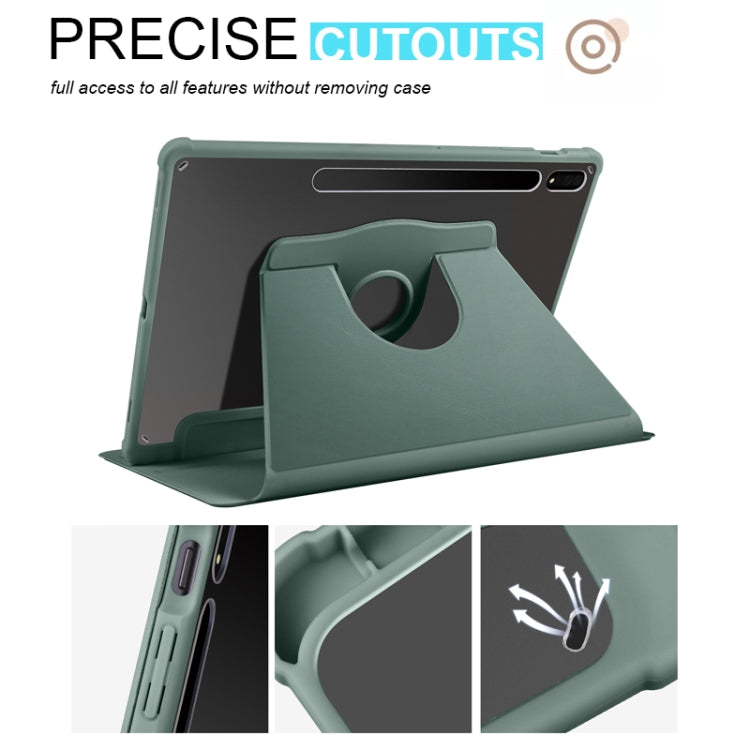 For Samsung Galaxy Tab S8+ X800 Acrylic 360 Degree Rotation Holder Tablet Leather Case(Dark Green) by bashfashion