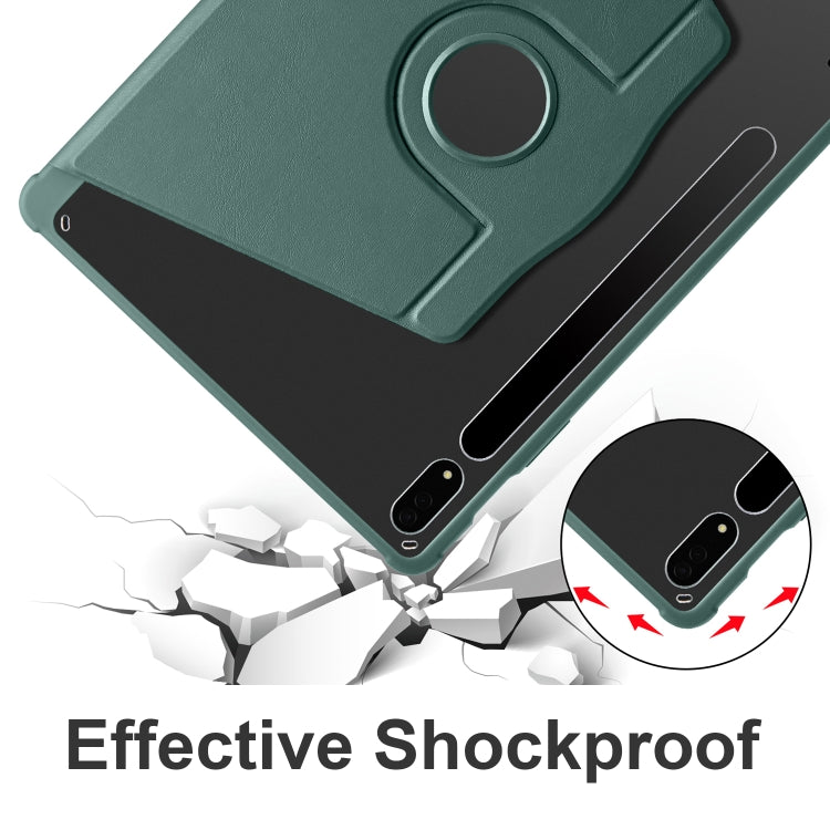 For Samsung Galaxy Tab S8+ X800 Acrylic 360 Degree Rotation Holder Tablet Leather Case(Dark Green) by bashfashion