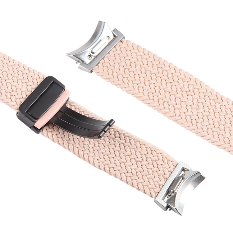 For Samsung Galaxy Watch 6 / 5 / 4 Magnetic Fold Buckle Nylon Woven Watch Band(Milk Tea Color) by bashfashion