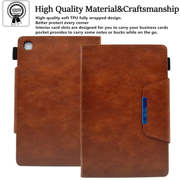 For Samsung Galaxy Tab A11+ / A9+ Suede Cross Texture Magnetic Clasp Leather Tablet Case(Brown) by bashfashion