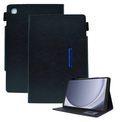 For Samsung Galaxy Tab A11 / A9 Suede Cross Texture Magnetic Clasp Leather Tablet Case(Black) by bashfashion