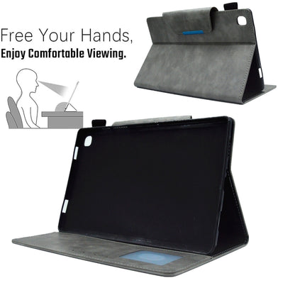 For Samsung Galaxy Tab A11 / A9 Suede Cross Texture Magnetic Clasp Leather Tablet Case(Grey) by bashfashion