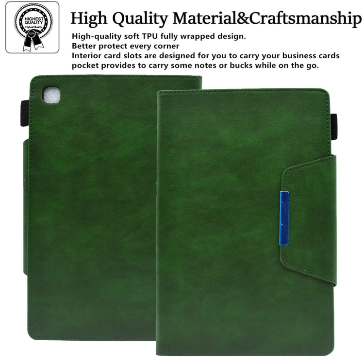 For Samsung Galaxy Tab A11 / A9 Suede Cross Texture Magnetic Clasp Leather Tablet Case(Green) by bashfashion