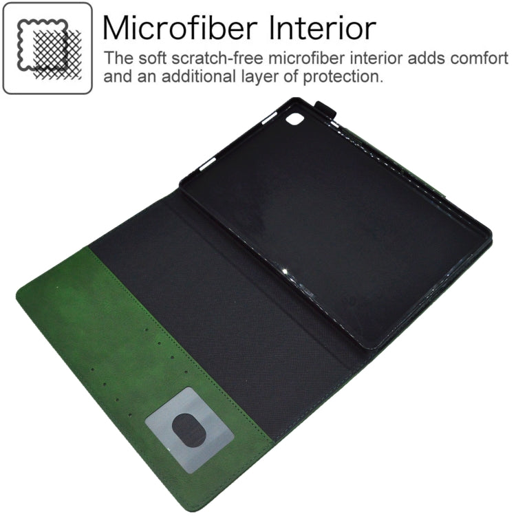 For Samsung Galaxy Tab A11 / A9 Suede Cross Texture Magnetic Clasp Leather Tablet Case(Green) by bashfashion