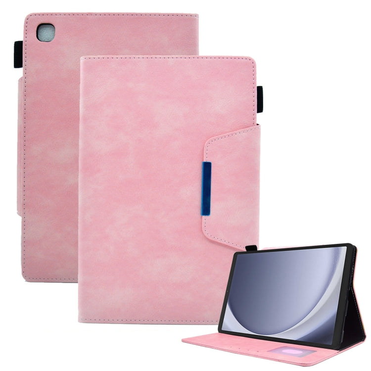 For Samsung Galaxy Tab A11 / A9 Suede Cross Texture Magnetic Clasp Leather Tablet Case(Pink) by bashfashion