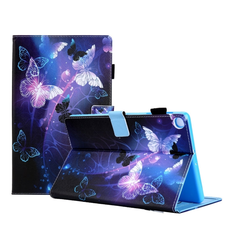 For Samsung Galaxy Tab A11+ / A9+ Colored Drawing Leather Tablet Case(Purple Butterfly) by bashfashion
