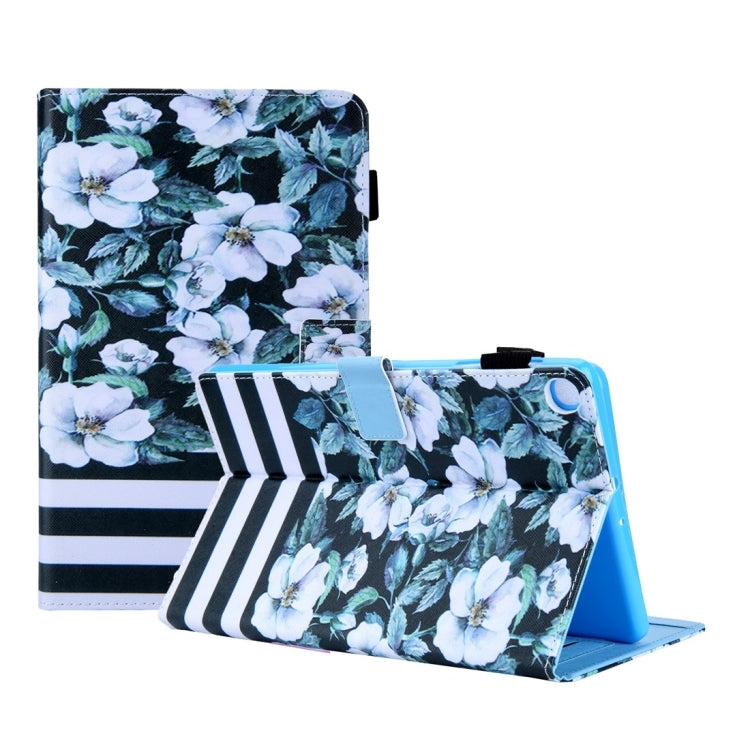 For Samsung Galaxy Tab A11+ / A9+ Colored Drawing Leather Tablet Case(Pear Blossom) by bashfashion