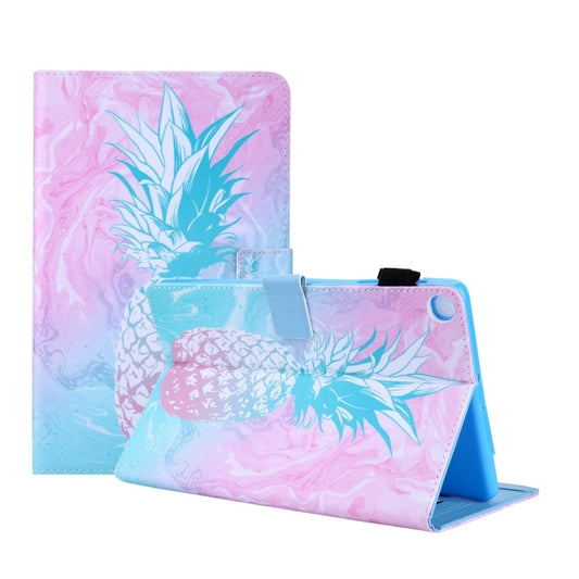For Samsung Galaxy Tab A11+ / A9+ Colored Drawing Leather Tablet Case(Blue Pineapple) by bashfashion