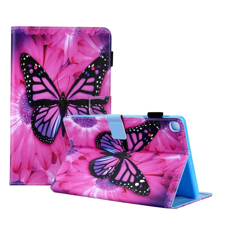 For Samsung Galaxy Tab A11+ / A9+ Colored Drawing Leather Tablet Case(Red Butterfly) by bashfashion