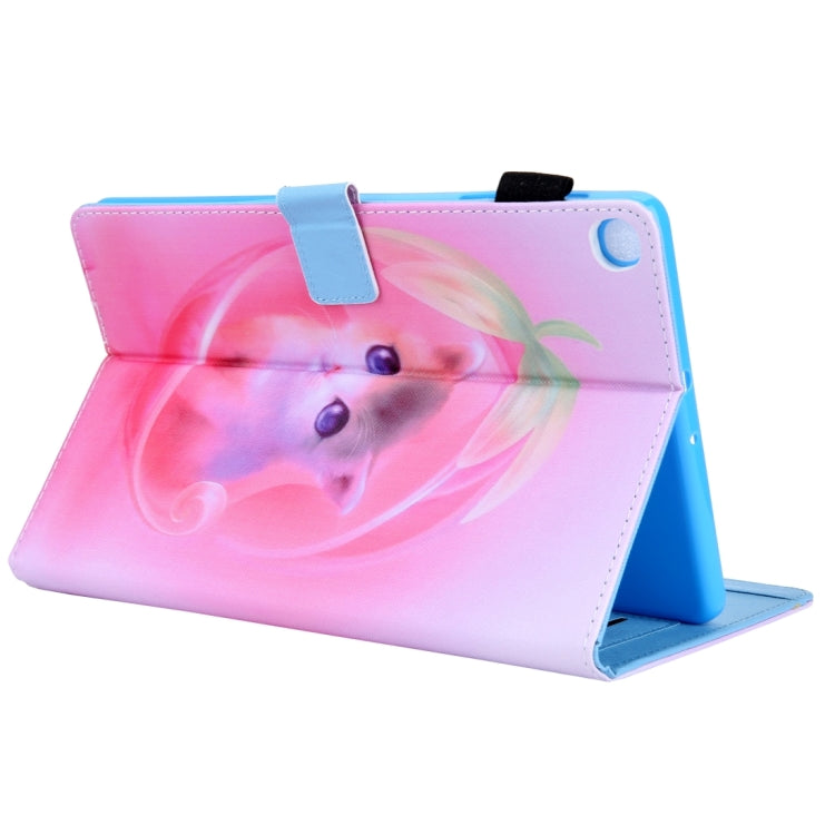 For Samsung Galaxy Tab A11 / A9 Colored Drawing Leather Tablet Case(Pink Cat) by bashfashion
