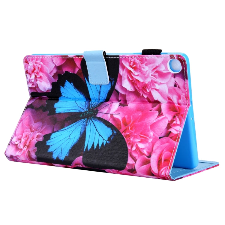 For Samsung Galaxy Tab A11 / A9 Colored Drawing Leather Tablet Case(Blue Butterfly) by bashfashion
