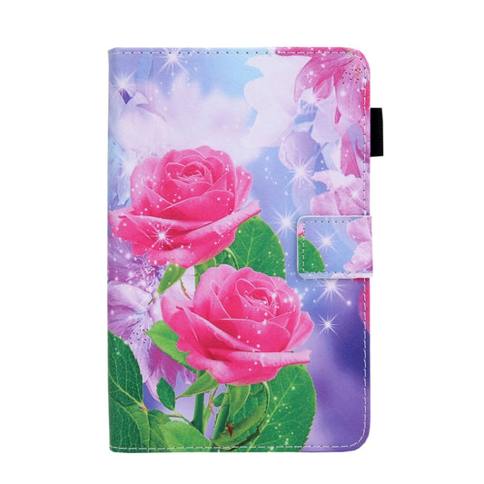 For Samsung Galaxy Tab A11+ / A9+ Colored Drawing Leather Tablet Case(Red Rose) by bashfashion