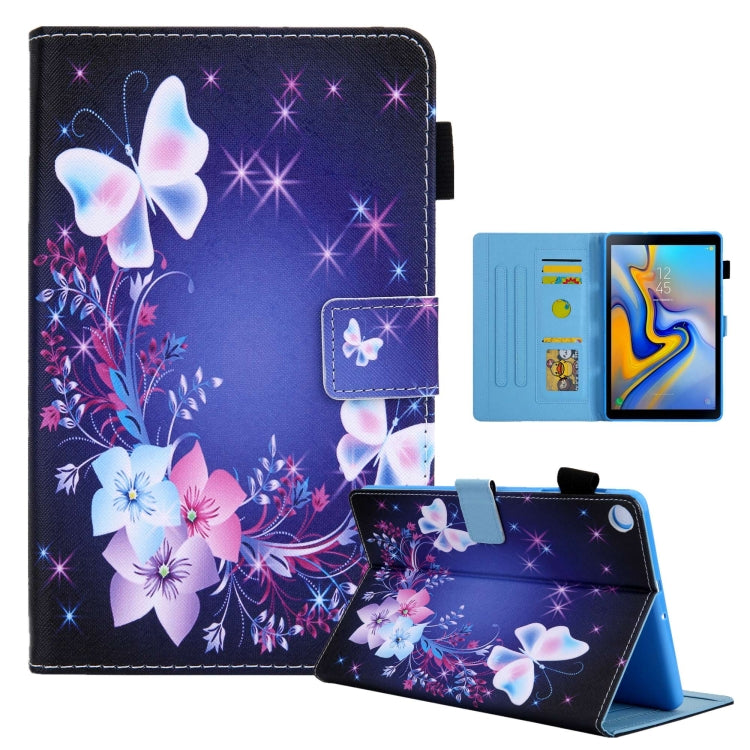 For Samsung Galaxy Tab A11 / A9 Colored Drawing Leather Tablet Case(Dual Colorful Butterflies) by bashfashion