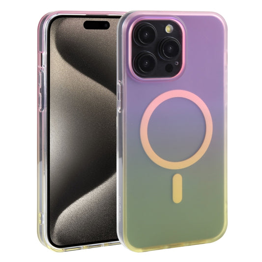 For iPhone 15 Pro Mutural MagSafe Magnetic Gradient Phone Case(Rose Red) by Mutural