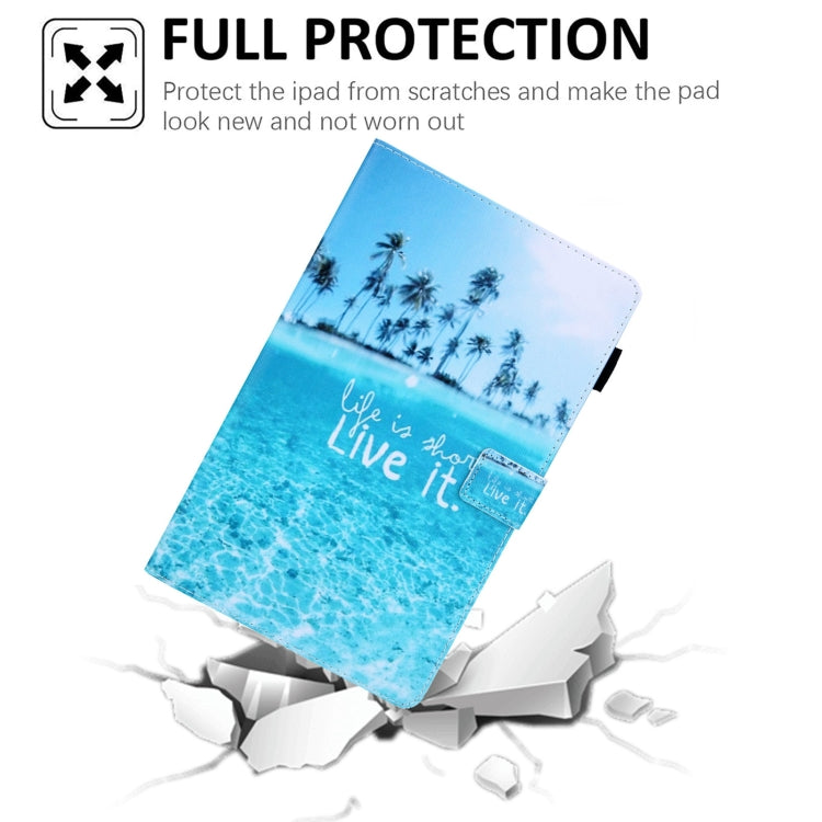 For Samsung Galaxy Tab A11+ / A9+ Colored Drawing Leather Tablet Case(Beach) by bashfashion