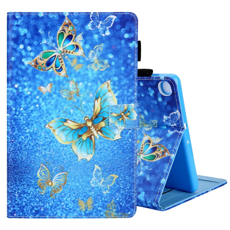 For Samsung Galaxy Tab A11+ / A9+ Colored Drawing Leather Tablet Case(Golden Butterfly) by bashfashion