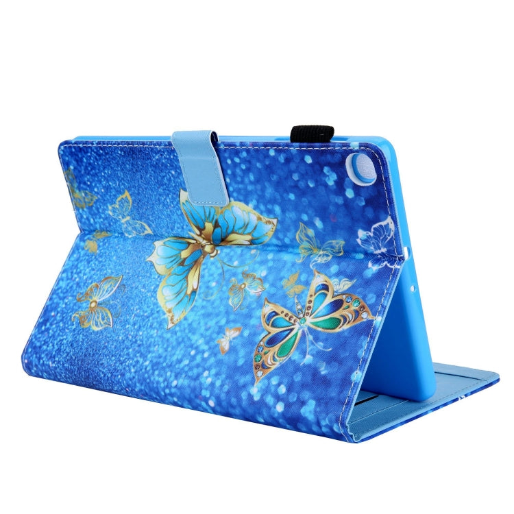 For Samsung Galaxy Tab A11+ / A9+ Colored Drawing Leather Tablet Case(Golden Butterfly) by bashfashion