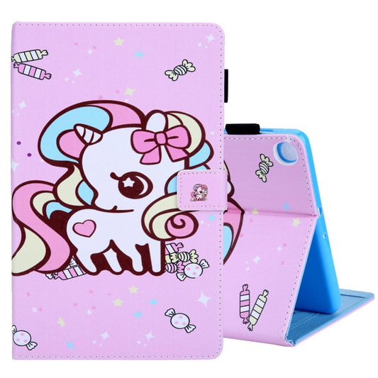 For Samsung Galaxy Tab A11+ / A9+ Colored Drawing Leather Tablet Case(Candy Unicorn) by bashfashion