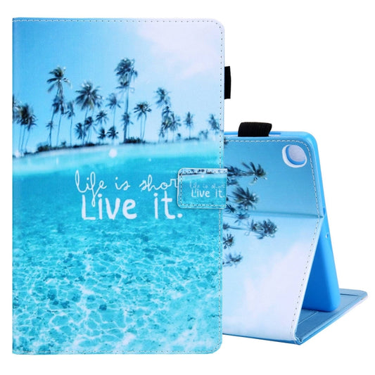 For Samsung Galaxy Tab A11 / A9 Colored Drawing Leather Tablet Case(Beach) by bashfashion