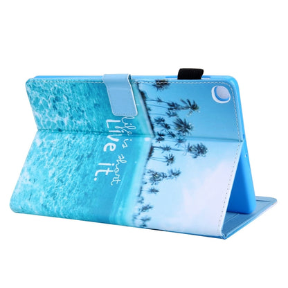 For Samsung Galaxy Tab A11 / A9 Colored Drawing Leather Tablet Case(Beach) by bashfashion