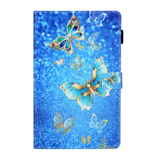 For Samsung Galaxy Tab A11 / A9 Colored Drawing Leather Tablet Case(Golden Butterfly) by bashfashion