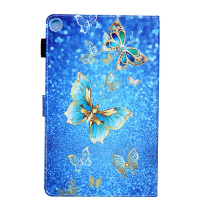 For Samsung Galaxy Tab A11 / A9 Colored Drawing Leather Tablet Case(Golden Butterfly) by bashfashion