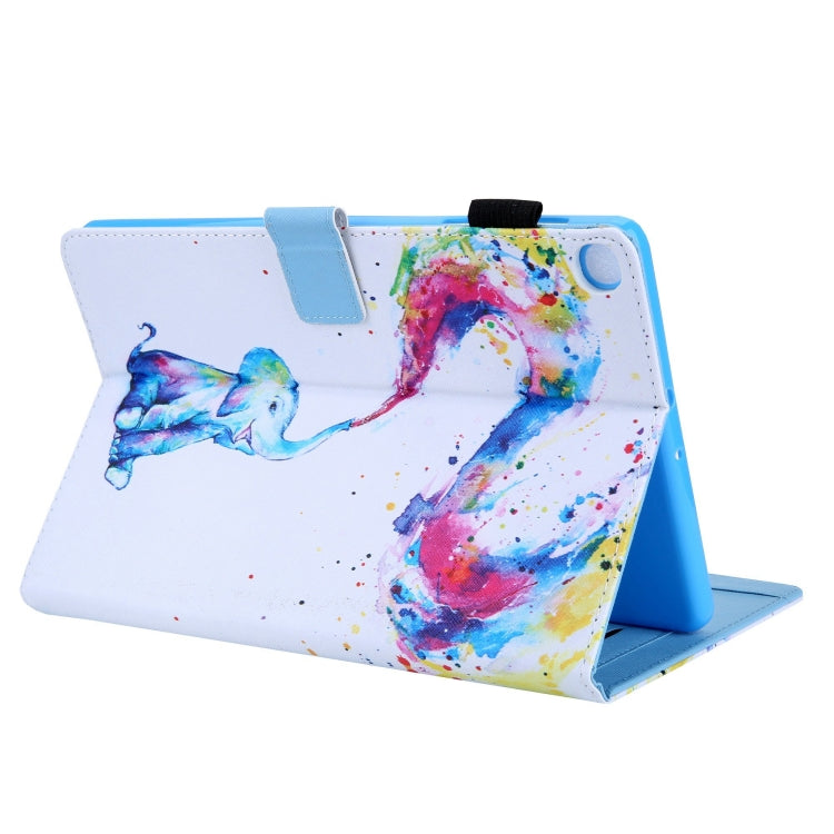 For Samsung Galaxy Tab A11 / A9 Colored Drawing Leather Tablet Case(Colorful Elephant) by bashfashion