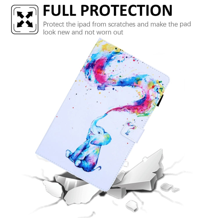 For Samsung Galaxy Tab A11 / A9 Colored Drawing Leather Tablet Case(Colorful Elephant) by bashfashion