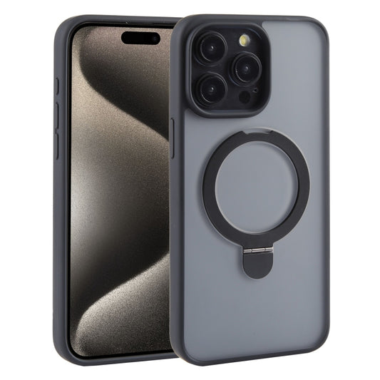 For iPhone 15 Pro Mutural MagSafe Magnetic Holder Phone Case(Black) by Mutural