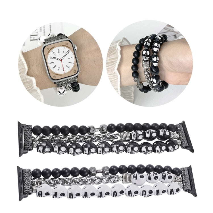 For Apple Watch Ultra 2 49mm Skull Beaded Watch Band(White) by bashfashion