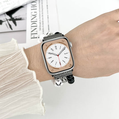 For Apple Watch Series 2 42mm Skull Beaded Watch Band(White) by bashfashion