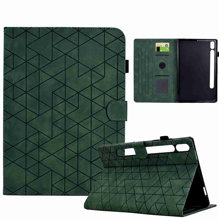 For Samsung Galaxy Tab S9 Rhombus TPU Smart Leather Tablet Case(Green) by bashfashion