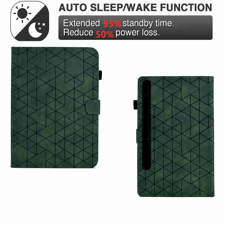 For Samsung Galaxy Tab S9 Rhombus TPU Smart Leather Tablet Case(Green) by bashfashion