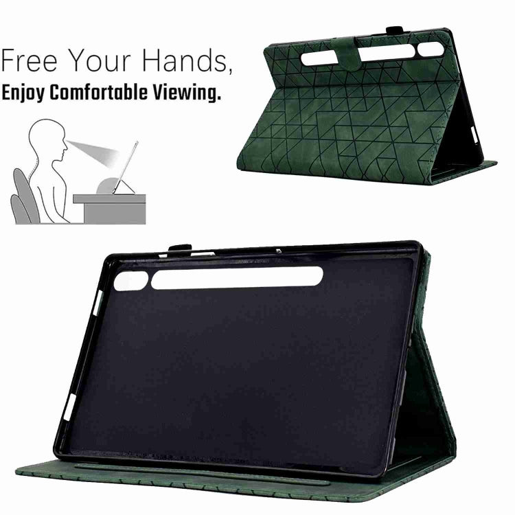 For Samsung Galaxy Tab S9 Rhombus TPU Smart Leather Tablet Case(Green) by bashfashion