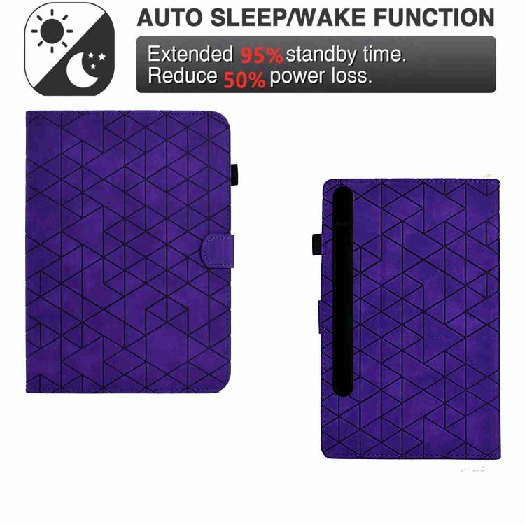 For Samsung Galaxy Tab S9 Rhombus TPU Smart Leather Tablet Case(Purple) by bashfashion