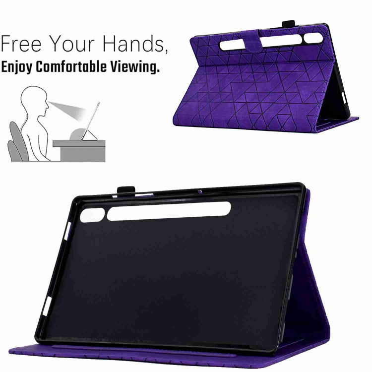 For Samsung Galaxy Tab S9 Rhombus TPU Smart Leather Tablet Case(Purple) by bashfashion